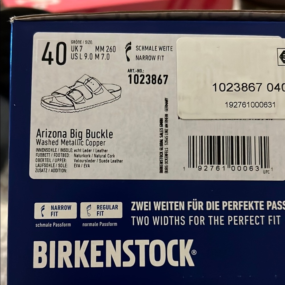 NIB Birkenstock Arizona big buckle  Copper Sandals SIZE 40